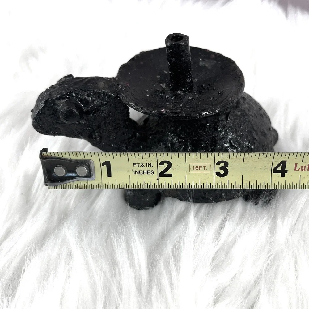 Vintage‎ Turtle Candle Holder Cast Metal Folk Art Whimsical Cottagecore Decor